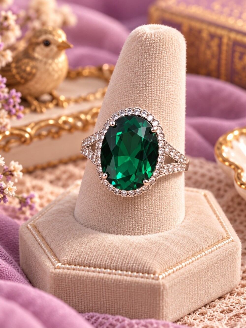 💚Emerald Oval Silver Ring - Women's Fashion Jewelry